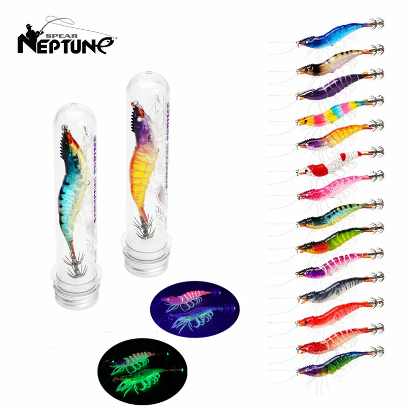 New Luminous Squid Bait 11g 9cm Slow Sinking Webfoot Octopus Egi Lure Wooden Shrimp Cuttlefish Squid Jig Hook Sea Fishing Tackle