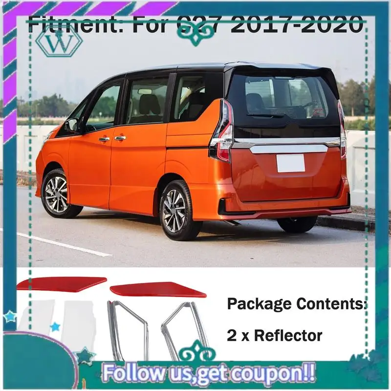 

AA92-For Nissan Serena C27 2017-2020 Car Rear Bumper Fog Lamp Light Warning Safty Reflector Panel Trim W/Decorative Frame