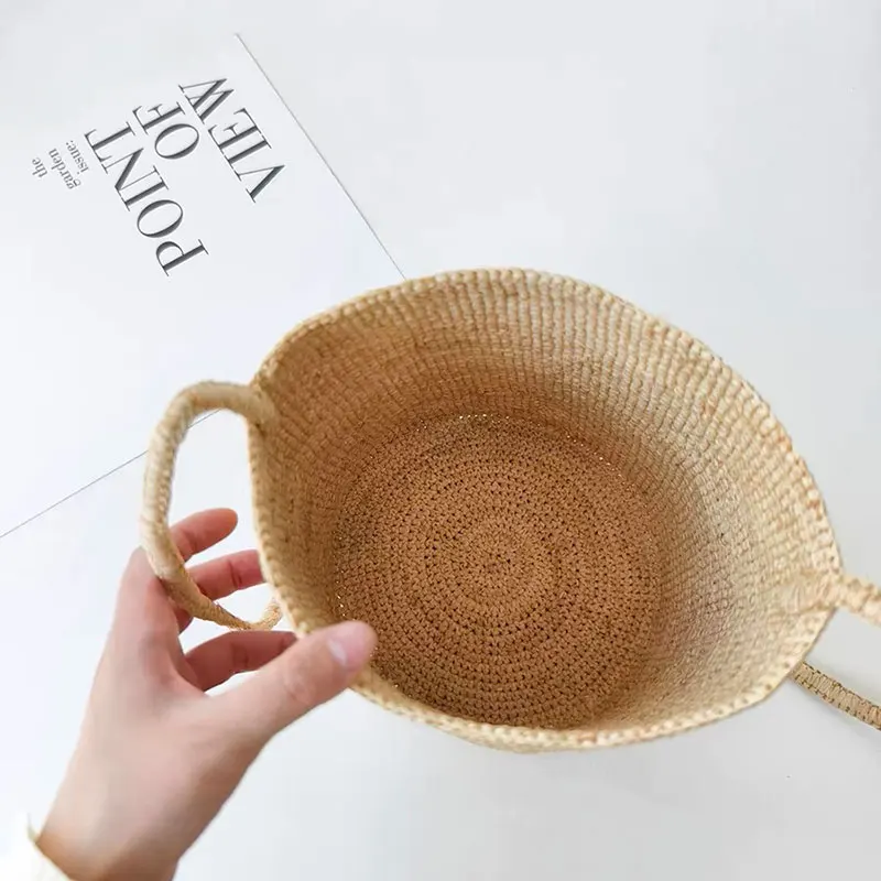 Natural Raffia Grass Summer Vacation Mini Bag For Women Korean Fashion Shoulder Bag Ladies Shoulder Crossbaby Bag Wholesale