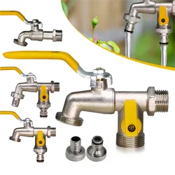 Garden Outdoor Double Outlet Water Tap Exterior Garden Hose Faucet Adapter 1/2