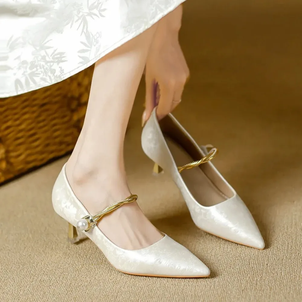 New Chinese Style Qipao Pointed French Style High Heels Retro Casual And Versat…
