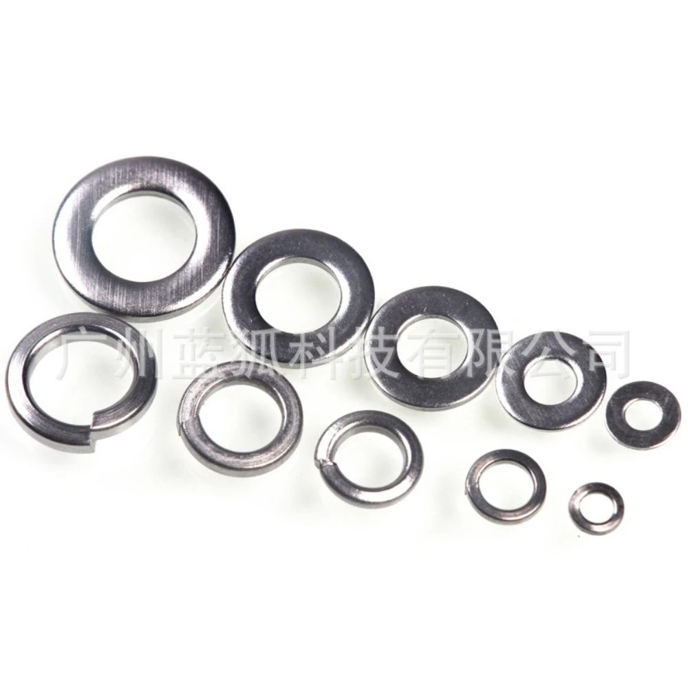 

300Pcs Stainless Steel Spring Gasket Flat Gasket Circular Washers Standard Flat Spring Lock Washers for Home Factories Kitchens