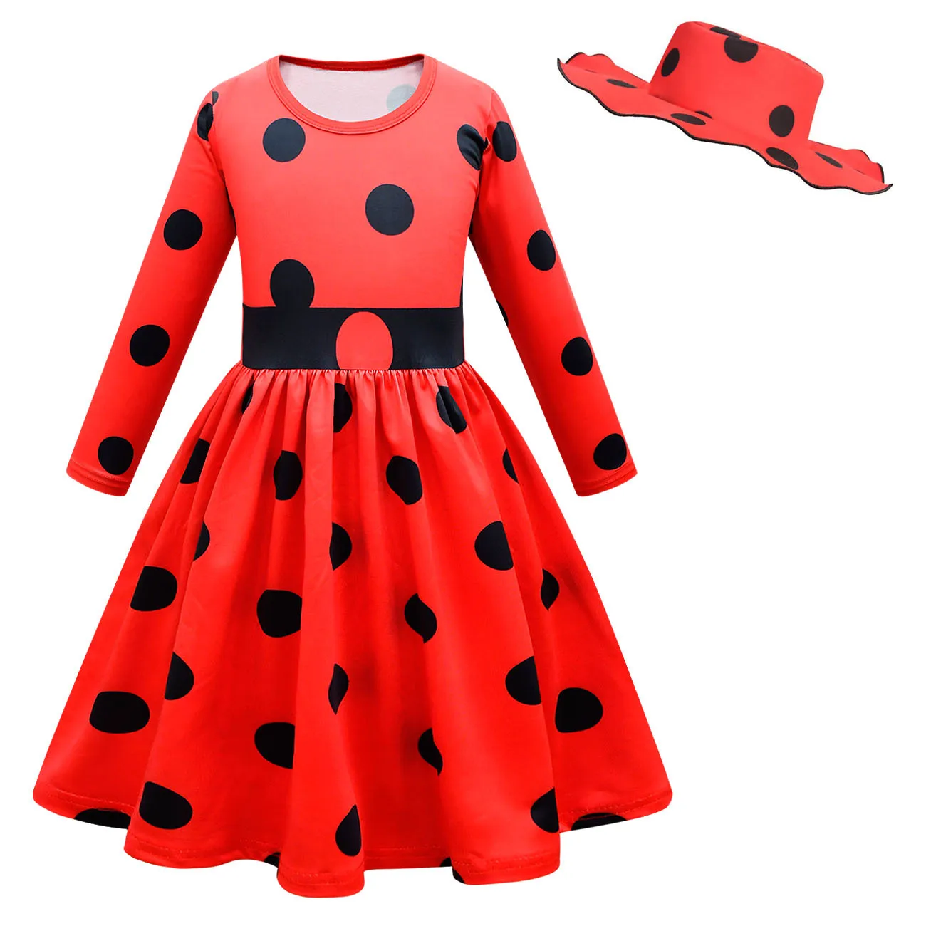 Ladybug Cosplay Girl Halloween Costume Polka Dots Dress Mask Bag Festival Birthday Party Outfit Gift Cartoon Stage Kids Clothes