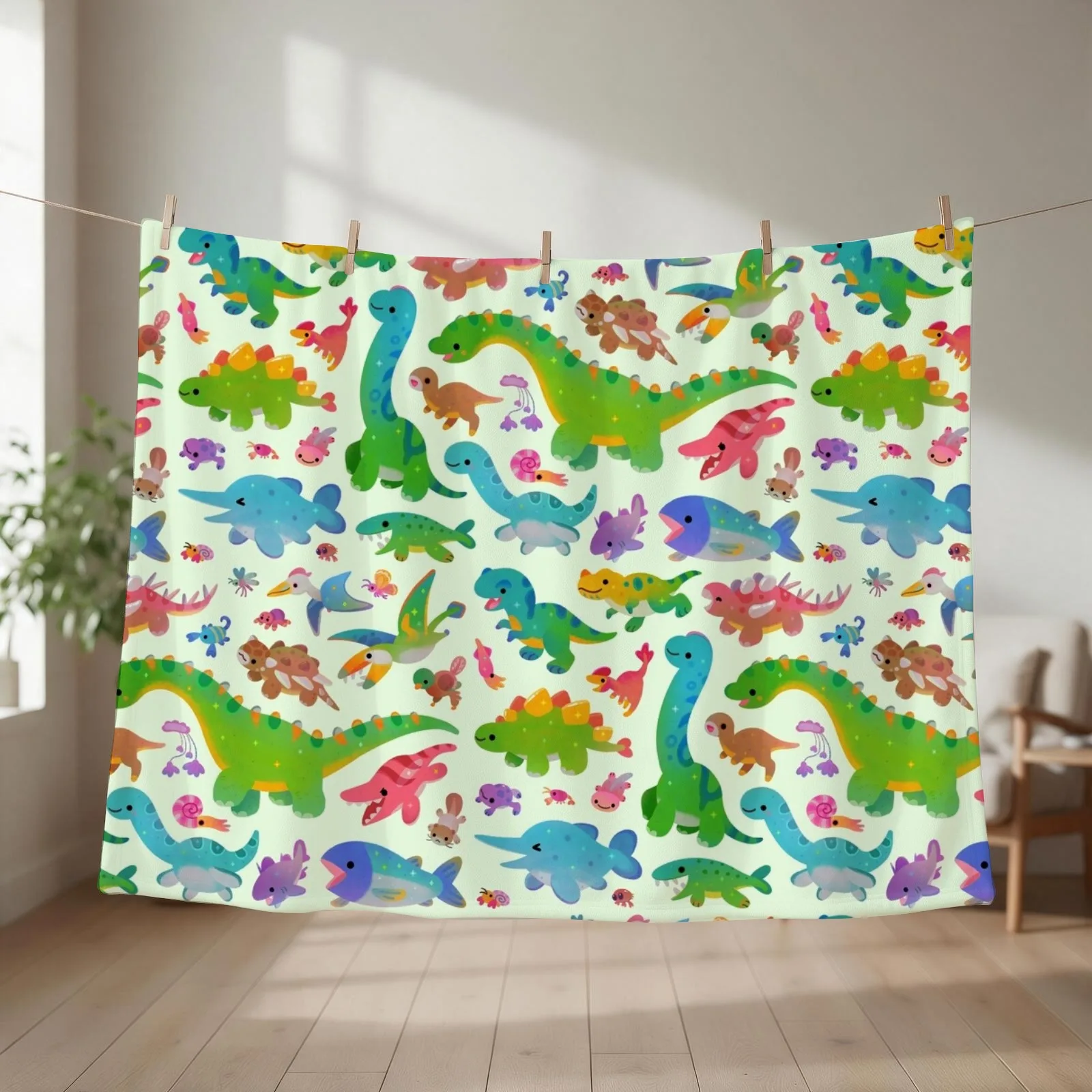 Jurassic baby Throw Blanket couch cozy soft plush fuzzy picnic outdoor blanket