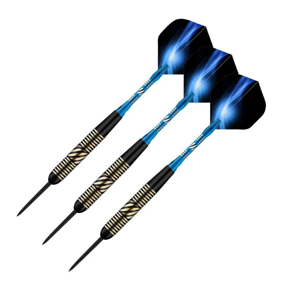 Dart keras kualitas tinggi 23g Dart hiburan dalam ruangan Dart biru Aurora diukir batang Aluminium 3 buah/set