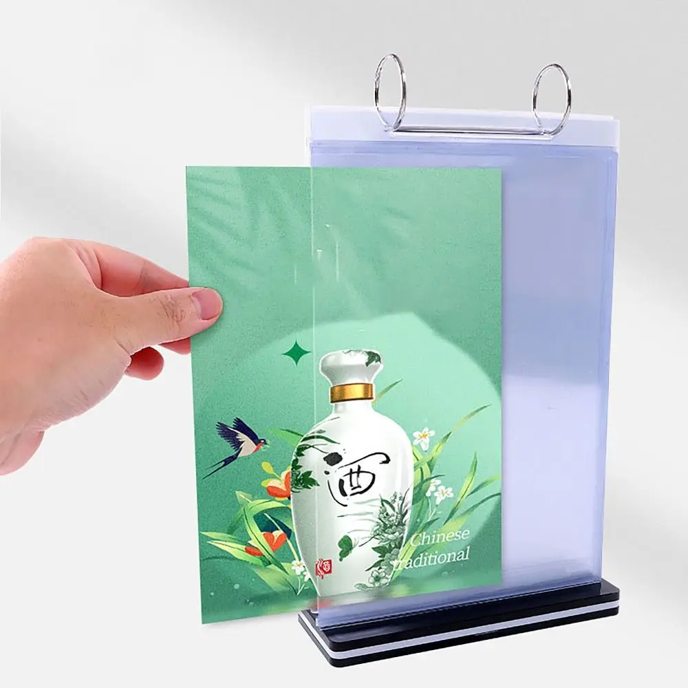 Clear A4 A5 A6 Table Menu Stand Waterproof Pageable Flip Menu Stand Landscape Portrait Paper Menu Display Stand Table