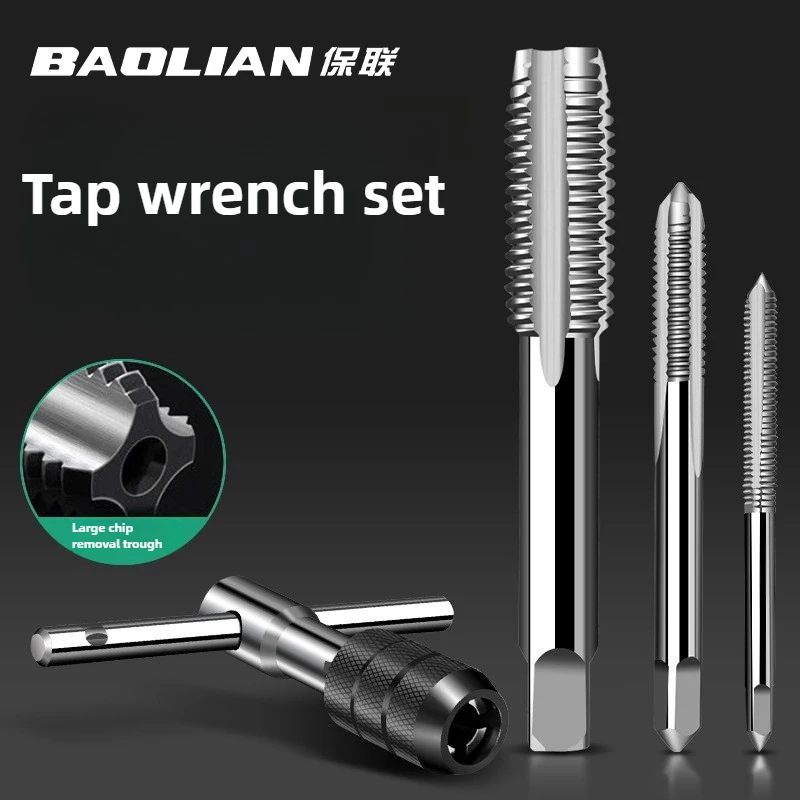 6/8 PCS Manual Tap Wrench Set HSS Right Tapping Drill Bit Thread Punching Tool External Thread Making Steel Screw Tab Hand Tools