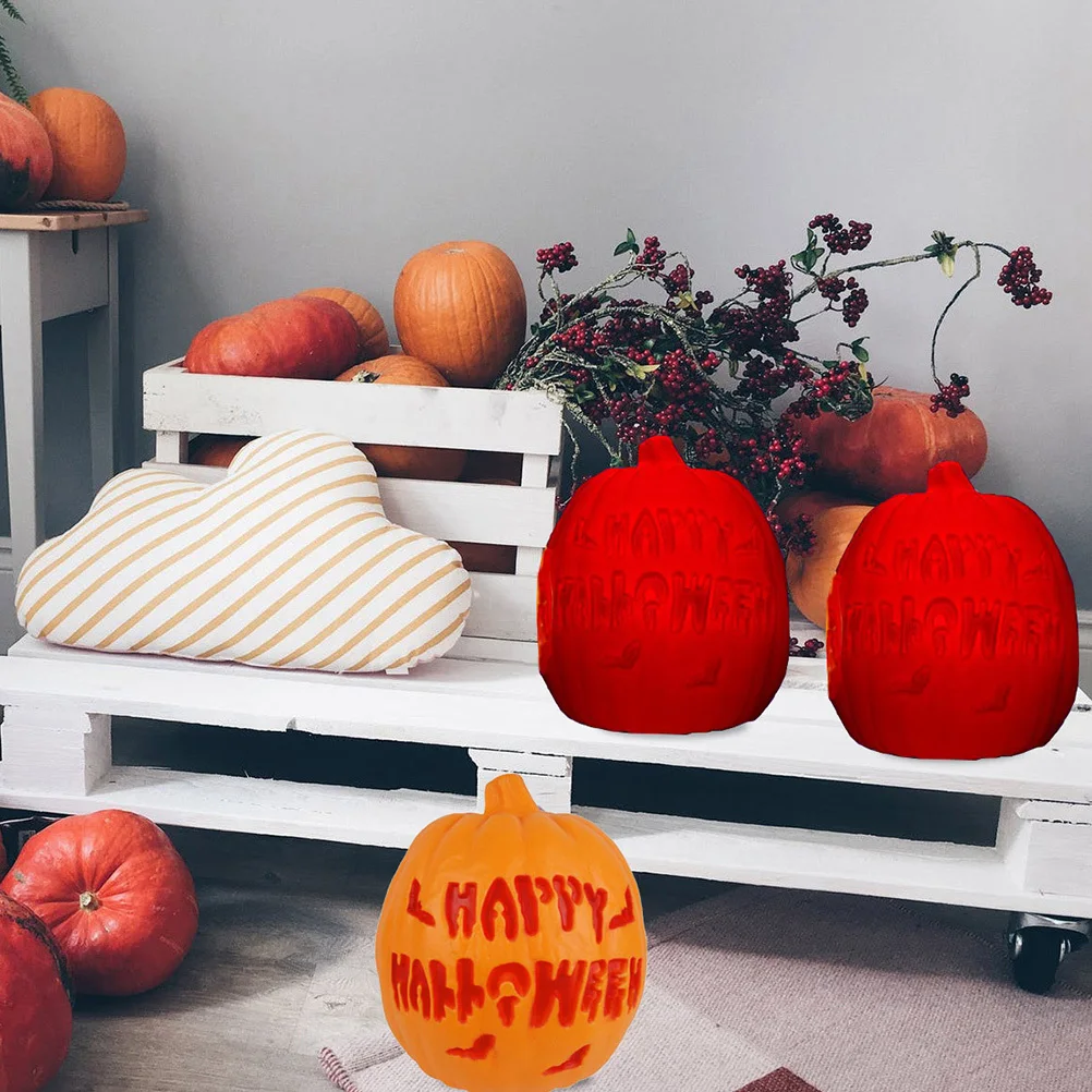 1Pcs Halloween Hollow Pumpkin Lamp Orange Carved Glow in Dark Happy Halloween Party Decorative Lighting Hollow Pumpkin Lamp