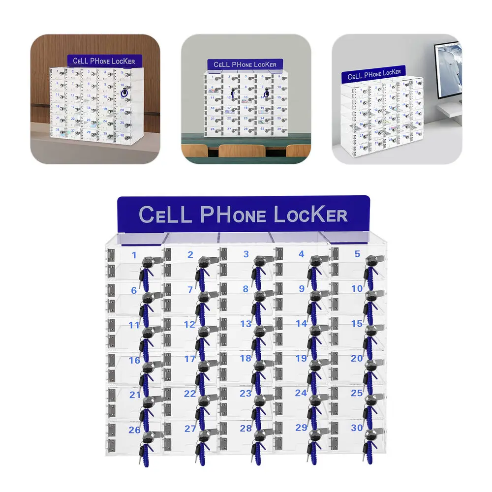 

Acrylic Cell Phone Lock Box 30-slot Cell Phones Locker Phone Storage Cabinet