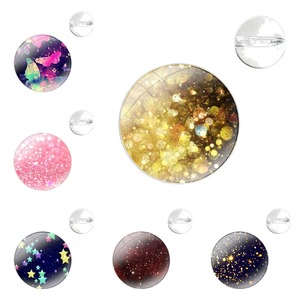 Glass Dome Brooches Shirt Lapel Bag Cute Badge Pins For Clothes Hat Accessories Starlight blazed art