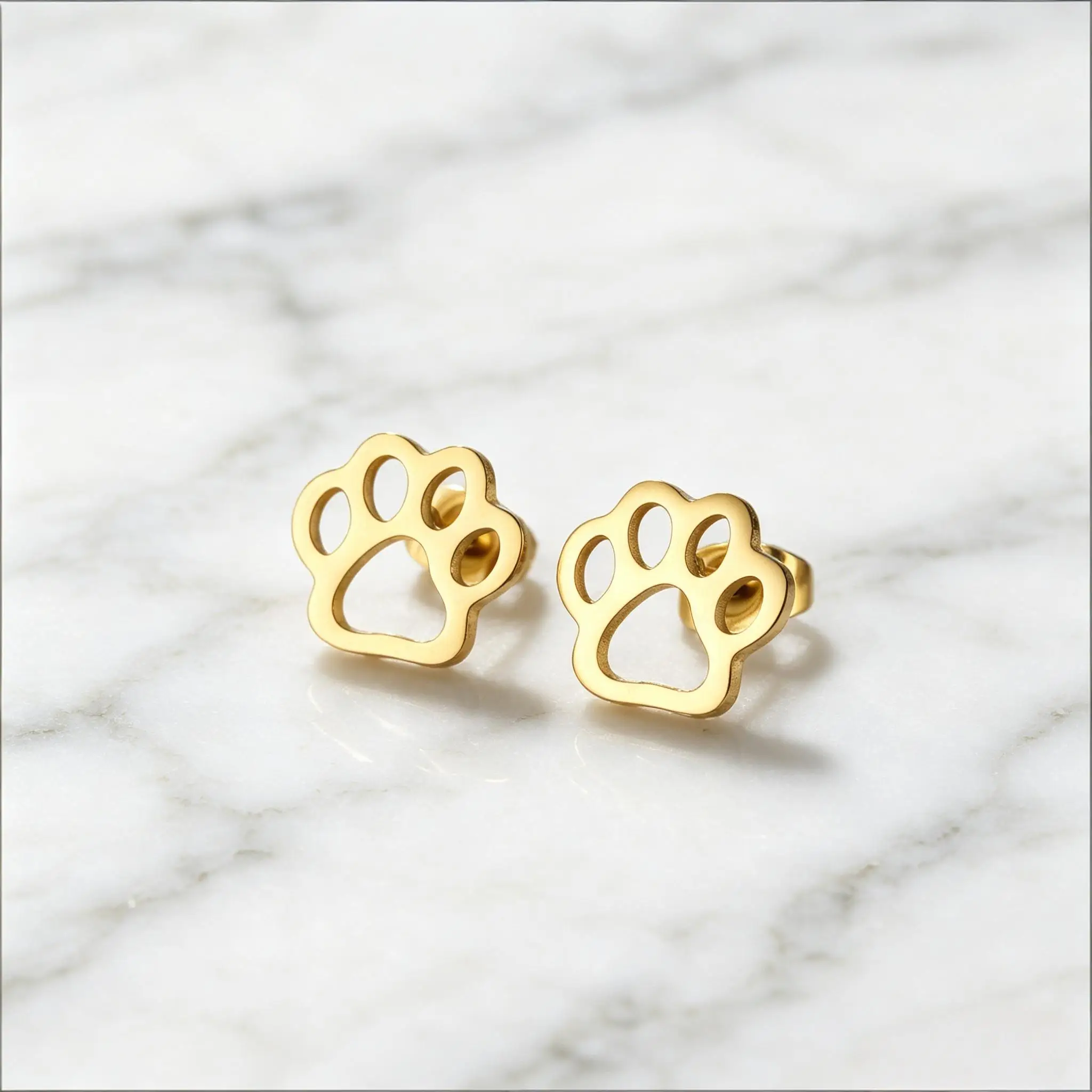 Cute Tiny Dog Paw Stud Earrings for Women Puppy Stainless Steel Ear Piercing Bijoux Femme Post Dog Jewelry Accessories