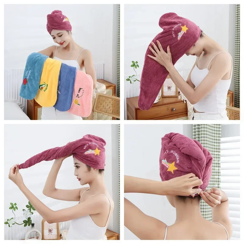 Women Soft Microfiber Towels Shower Cap Towel Bath Hats for Women Dry Hair Cap Quick Drying Soft for Lady Turban Head Girl Towel