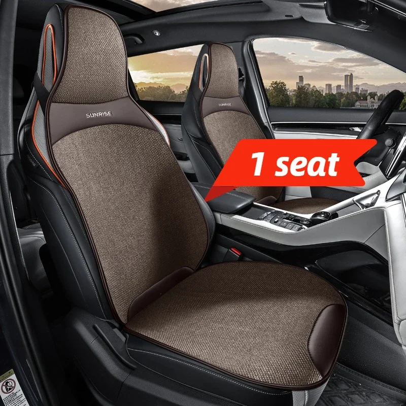 Single Front Seat Cover for One-Piece Seats, Premium Cool Linen, All-Season Durable Easy-Care, For Integrated CAR Front Seat