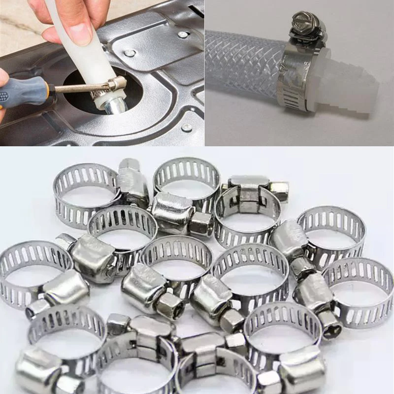 

30pcs 8mm-44mm Pipe Clamps Stainless Steel Genuine Hose Clips Fuel Hose Pipe Clamps Worm Drive for Water Pipe Plumbing Fastener