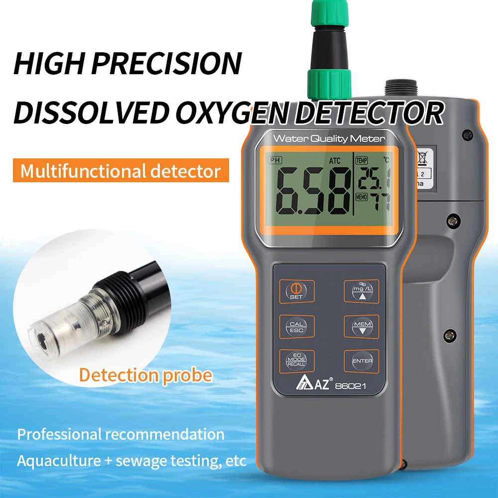 

AZ 86021 Multi Function Water Quality Tester Dissolved Oxygen Detector PH/SALT/D.O./TEMP Aquaculture Oxygen Content Tester