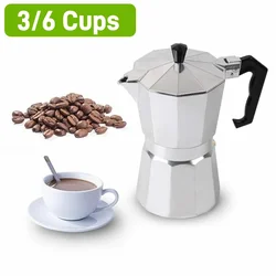 Ekspres do kawy Moka Pot, ekspres do kawy na 3/6 filiżanek, włoski ekspres do kawy Perkolator pasuje do kuchenek aluminiowych naczynia do kawy Dolce Gusto