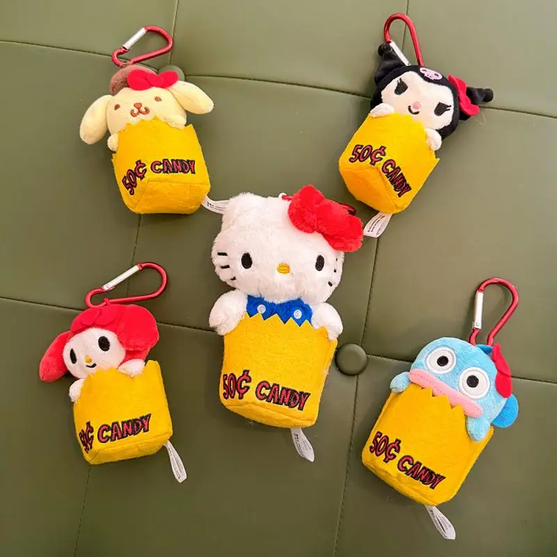 12-15Cm Sanrio Hello Kitty My Melody Kuromi Cartoon 50Th Anniversary Exhibition Series Plush Doll Keychain Kawaii Pendant Gift