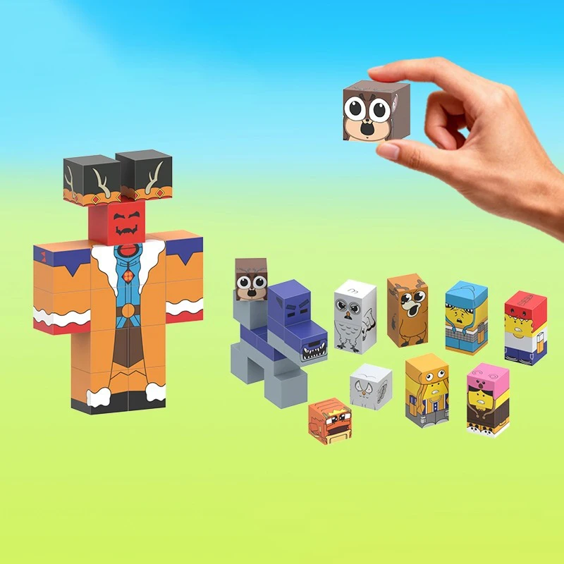 99 Nächte im Wald, Actionfiguren, magnetische Blöcke, STEM, pädagogische Magnetfliesen, kreatives Gebäudespielzeug, Geschenk für Kinder, Weihnachten