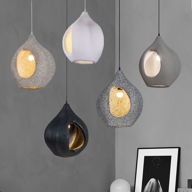 Wabi Sabi Led رمادي الحليب الشاي مقهى قلادة مصباح الأوروبي الرجعية ستار بقعة الأحمر تأثيث المنزل غرفة المعيشة غرفة نوم Droplight