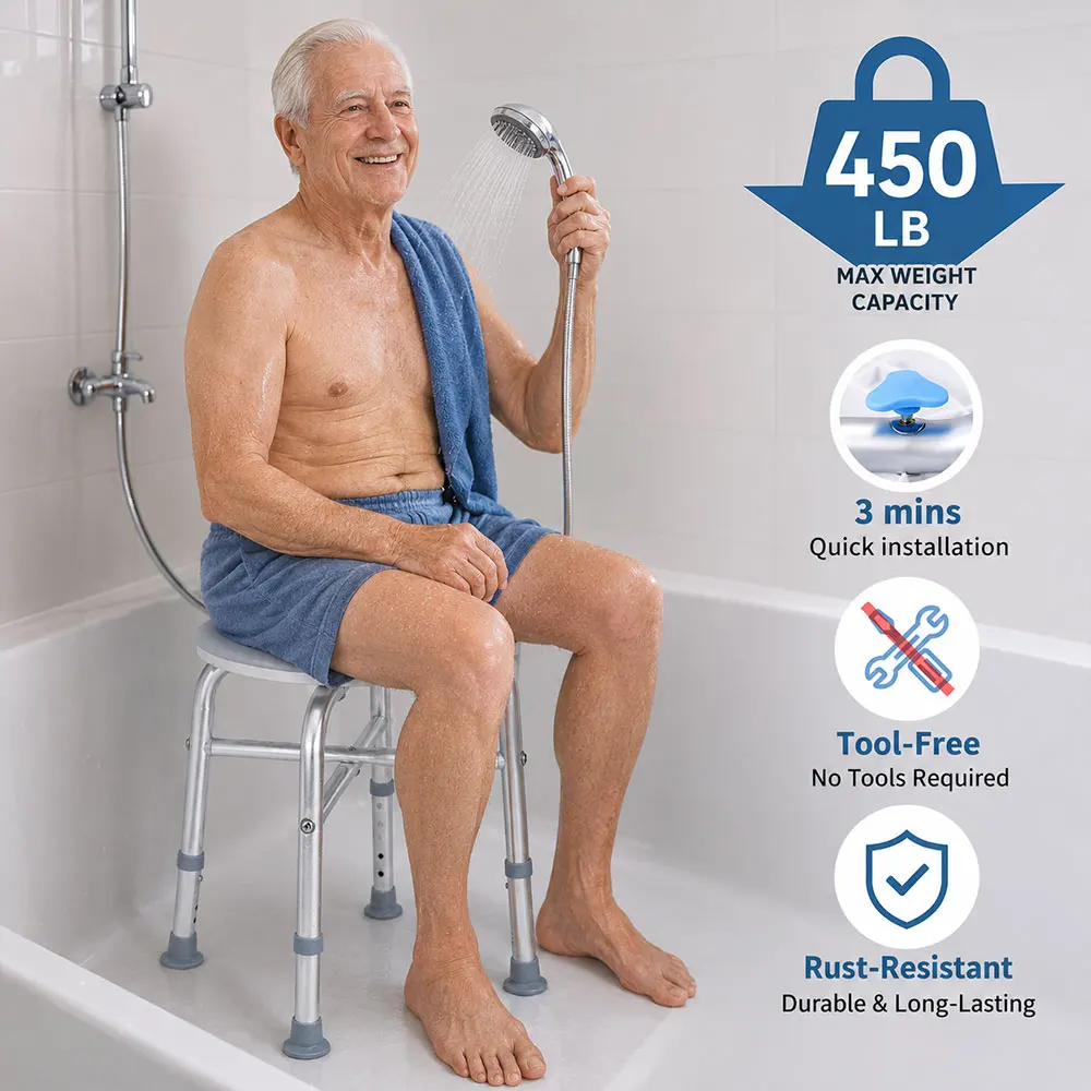 Adjustable Swivel Bath Seat Shower Chair for Inside Shower, Shower Seat for Inside Tub Bathroom Bench Bath Chair for Elderly and image 6