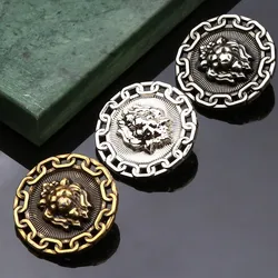 10Pcs Fashion Lion Head Hollow Metal Button British Style Round Coat Dress Decoration Sewing Button Cufflinks
