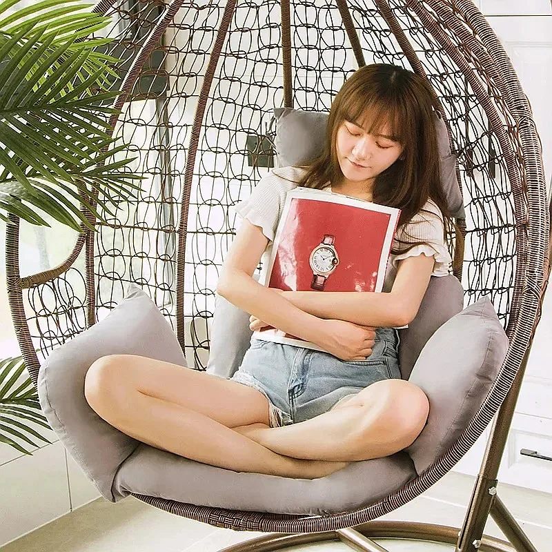 Hanging Rattan Egg Chair with Cushion for Patio Garden Outdoor Wicker Swing Lounger view 4