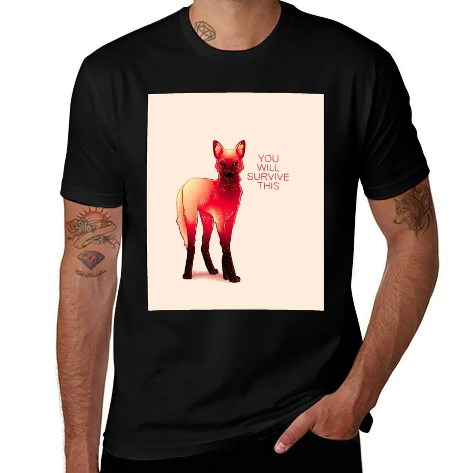 You Will Survive This Fire Galaxy Maned Wolf T-Shirt summer clothes anime clothes anime figures men clothings