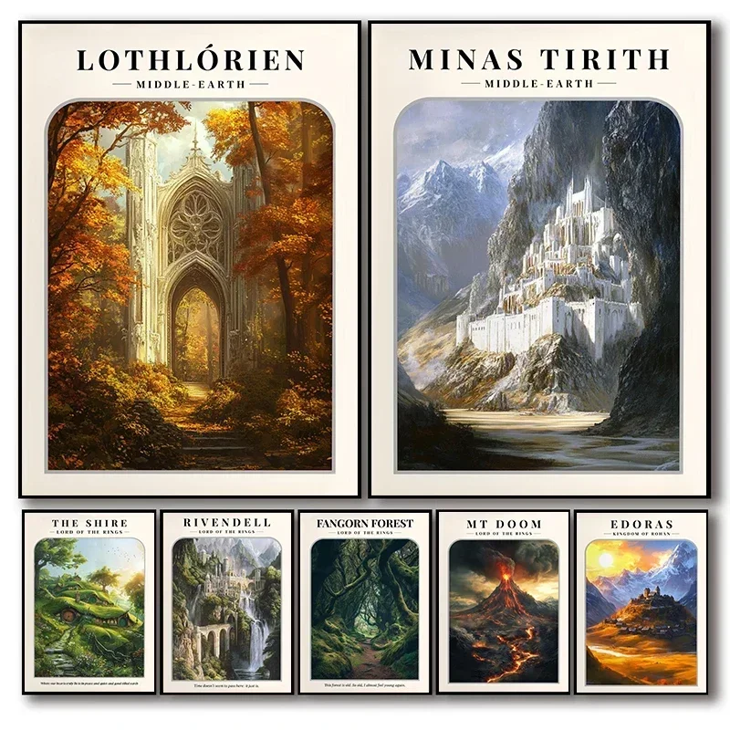 الكلاسيكية سيد الخواتم الفيلم الملصقات الخيال العلمي حقيقي الجان الهوبيت يطبع حائط لوح رسم صورة غرفة المنزل دي