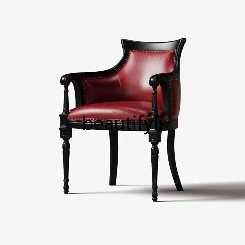 

zqxLiving room solid wood sofa chair French antique American retro leisure chair