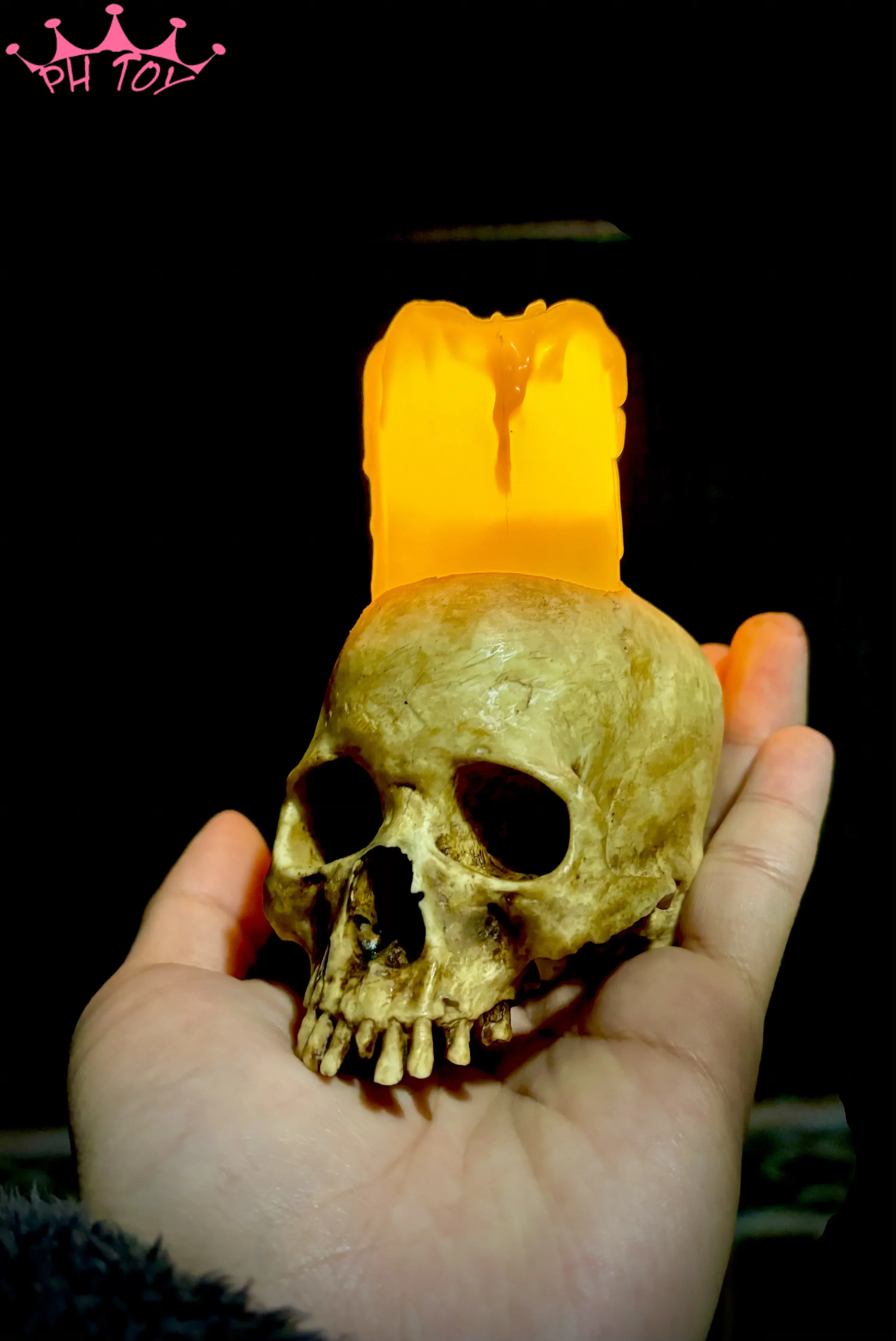 

Skull Candle Candle Holder Model Skull Head Candlestick Skull Lamp Scene Accessory Decoration Resin Craft Creative Display
