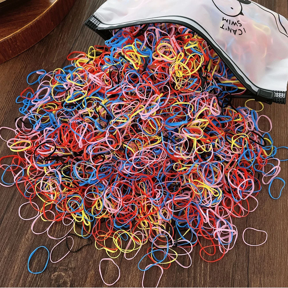 1000Pcs Elastic Rubber Band for Girl Colourful Disposable Hair Ties Headband Ponytail Holder Bands Kid Hair Accessories