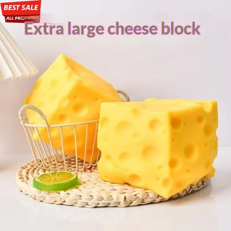 Popular Giant Cheese Squishy PU Slow Rebound Stress Relief Toy Creative Simulation Food Squeeze Fidget Toy