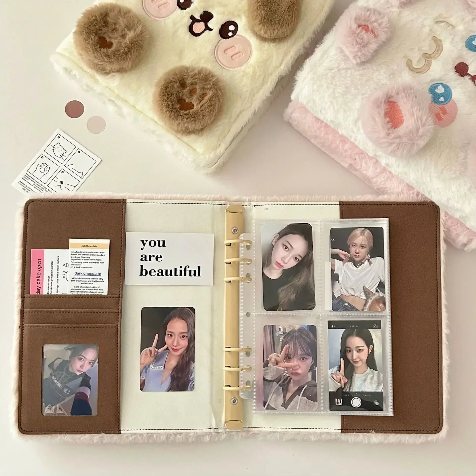 Plush A5 Photocard Holder Kpop Idol Photo Album Kawaii Animals Photo Card Binder Photocards Album for Photographs Collect Book