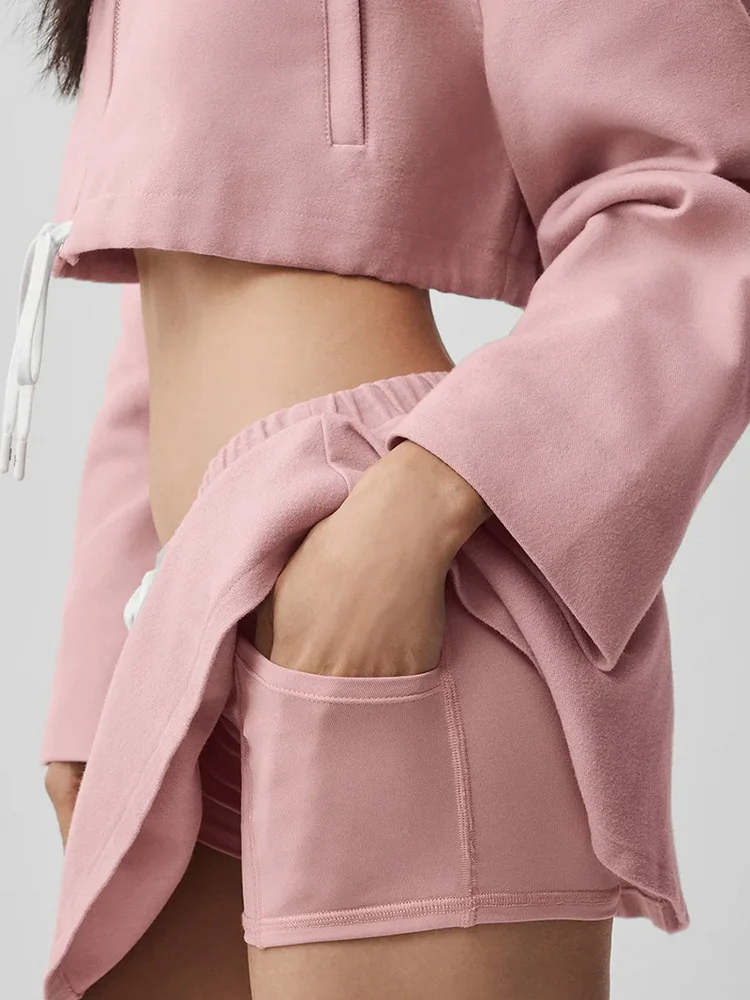 Women's Casual Suit Breathable Stand Up Collar Zipper Jacket Top Drooping Relaxed Waist Drawstring Short Skirt Sportswear image 6