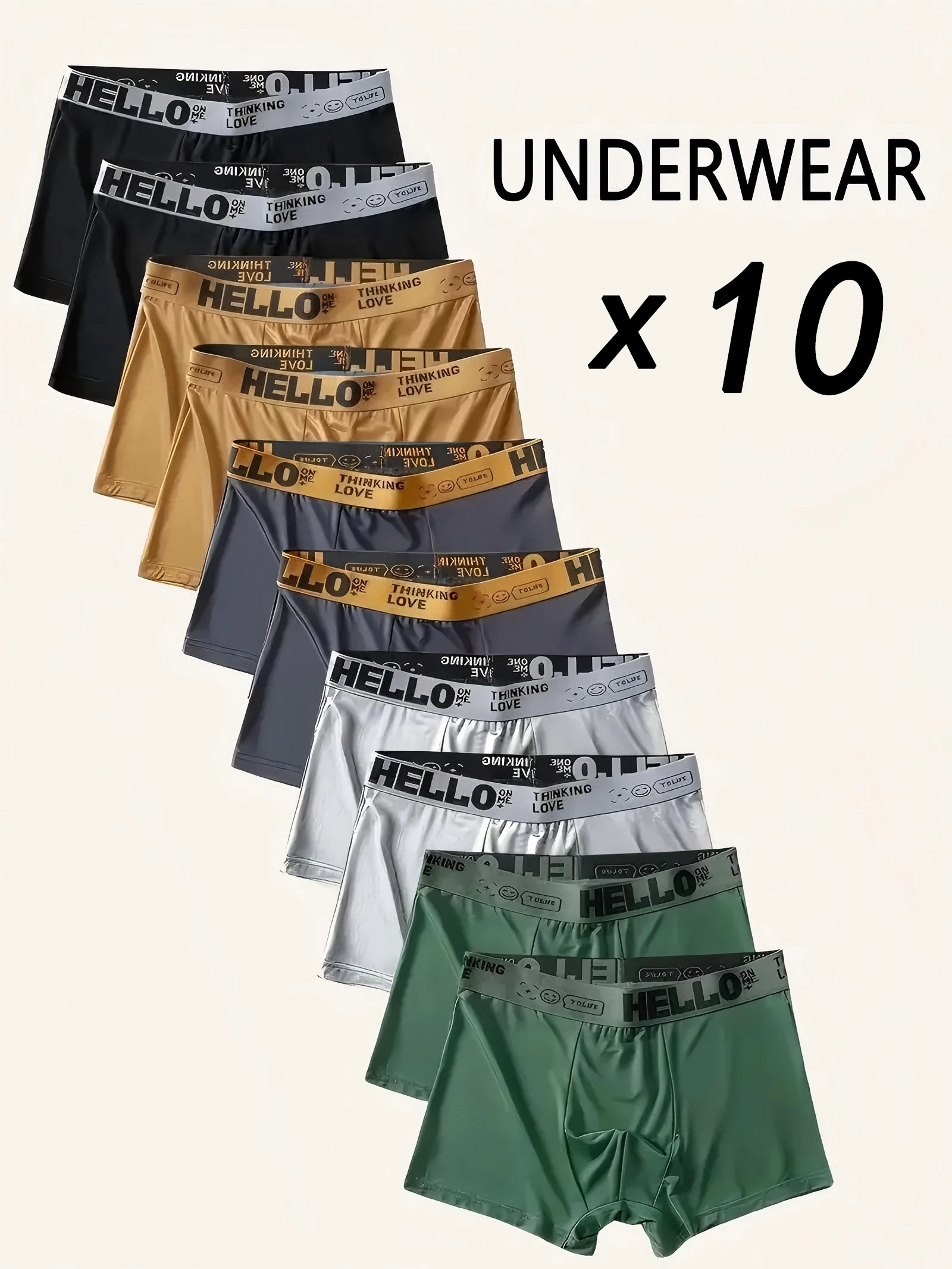 Random 10Pcs Men's Underwear Fashion High Stretch Boxer Shorts Breathable Soft Men's Shorts Comfortable Plus SizeL-4XL