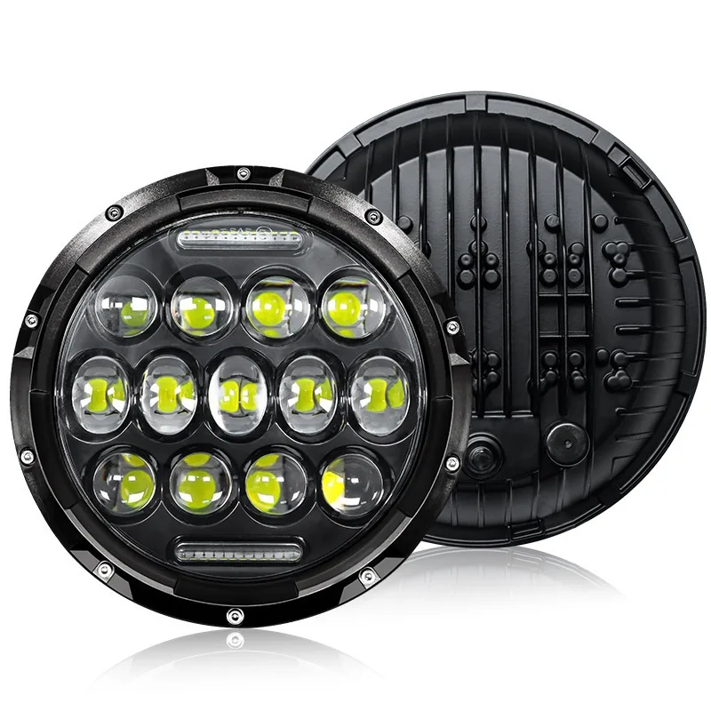 2Pcs 7 Inch Round LED Headlamp Matrix Projector High Low Beam Amber Turn Signal DRL For Jeep Wrangler JK TJ Lada Niva 4x4