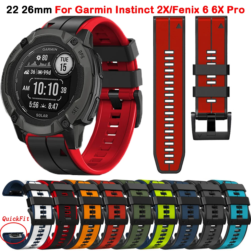 

Ремешок Quickfit для Garmin Instinct 2X Solar/Fenix 7 7X 6 6X Pro 5 5X Plus, сменный Браслет для смарт-часов, 22 мм 26 мм