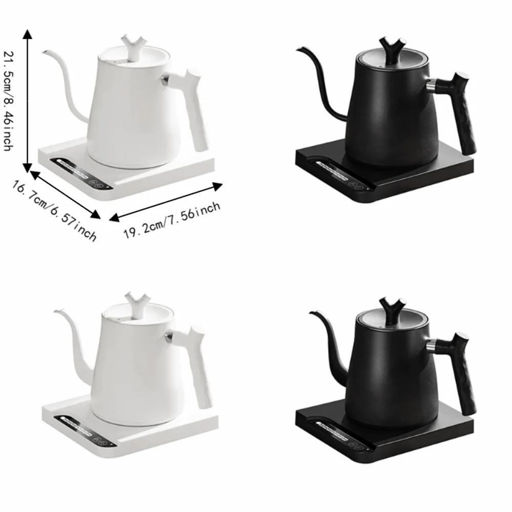 1000ML Goose-neck Electric Kettle Stainless Steel Smart Temp Control Heating Water Kettle Adjustable Temperature Fast Heating