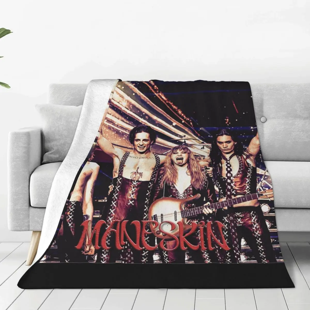 Maneskin Glamrock Rock Band Blankets Fleece Portable Sofa Throw Blankets For Couch Bedding Outdoor Throws Bedspread Quilt