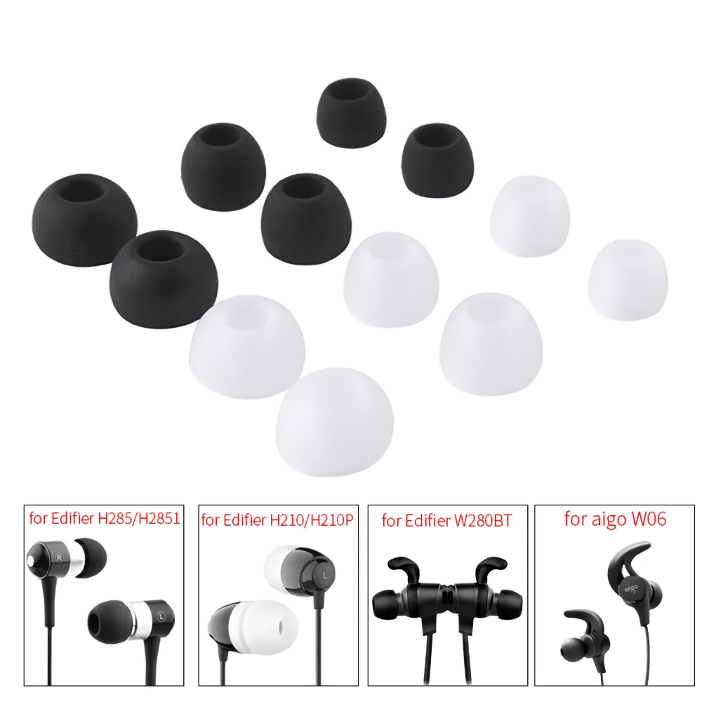 6Pcs Silicone Ear Tips for Edifier W280BT H285 H2851 H210 H210P Earphone Eartips for aigo W06 Earbuds Tips 5-6mm In-ear Earplugs