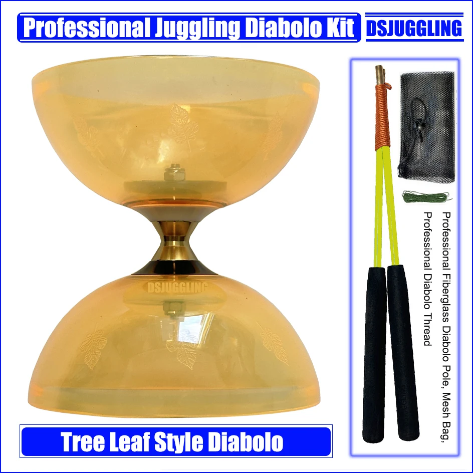 Tree Leaf Diabolo For Kids S# And L# 3 Or 5 Bearings For Select With Free Sticks, Strings, Bag New Kongzhu