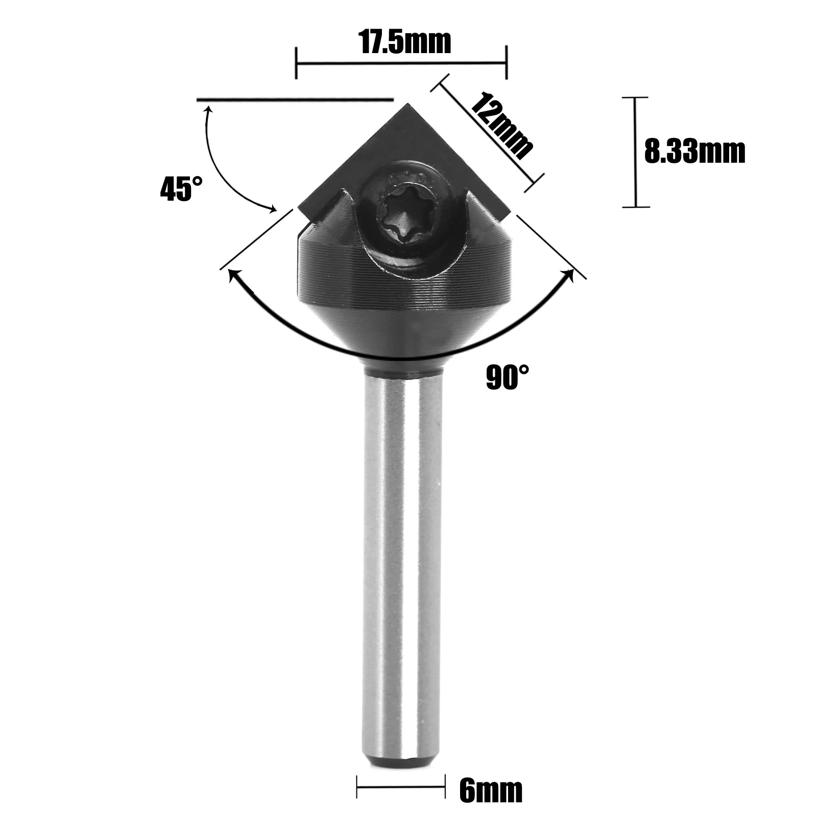 1PC 6mm Shank  Insert Style Carbide Spoilboard V Groove 90° Single Flute Ruter Bit End Mills Woodworking Milling Cuttters