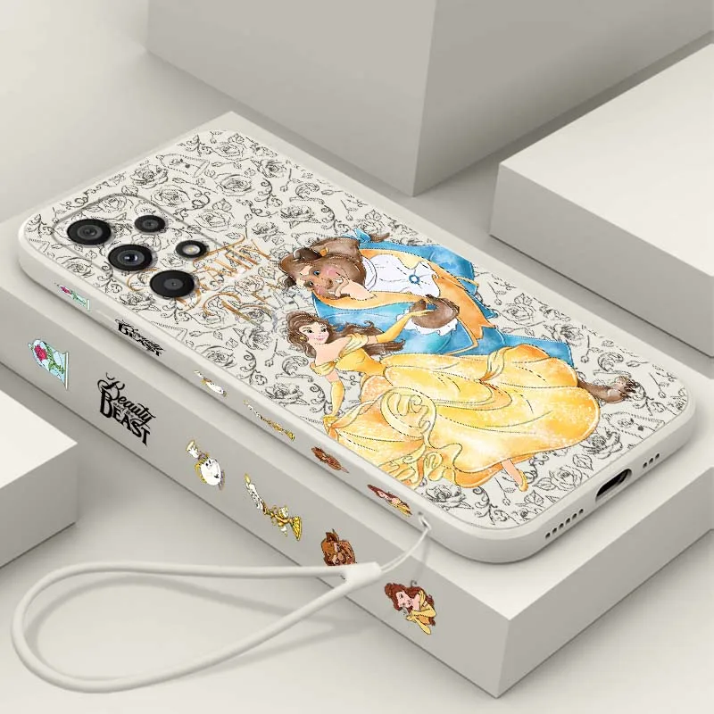 

Beauty and Beast Anime Phone Case For Samsung Note 20 Ultra A04 A05 A13 A15 A14 A12 A22 A23 A25 A42 5G Liquid Left Rope