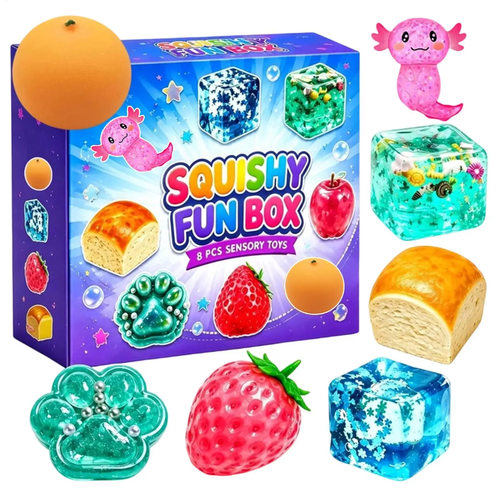 MaltoseSquishy Stress Relief Toys Set Soft Squeeze Fidget Toy Box Pack Cute Slow Rebound DecompressionToy Gift For Adult