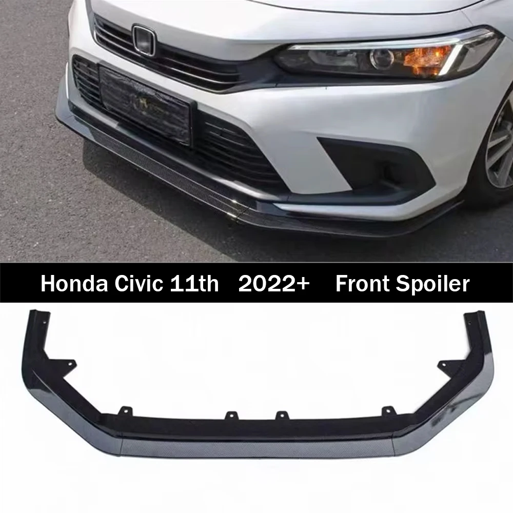 

Для Honda Civic 11-го поколения 2022 года: высококачественный передний сплиттер (нижняя губа) из АБС-пластика, цвет ярко-черный, комплект обвеса