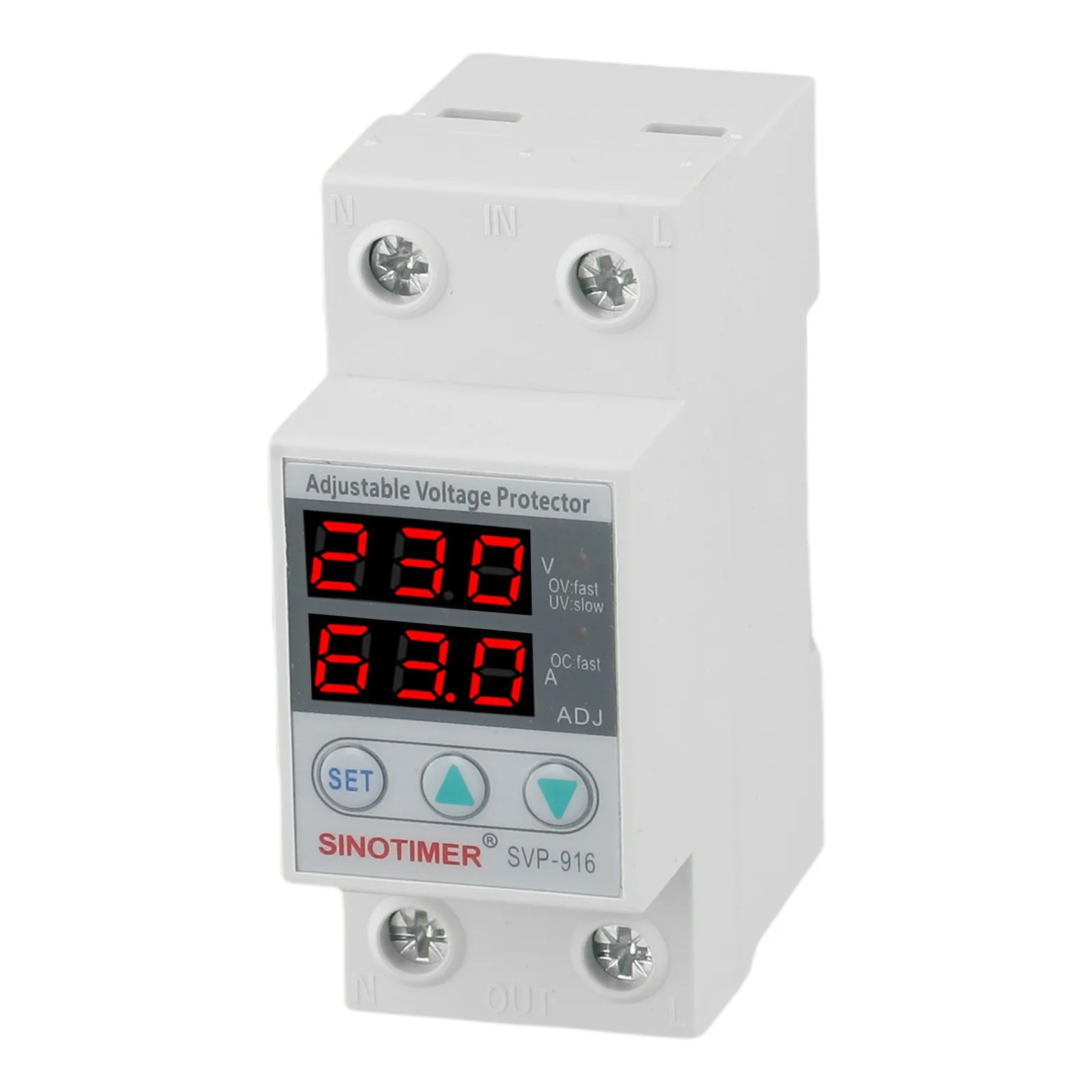 Dual Display Adjustable Over Undervoltage Relay Protector 220V 40A 63A 80A Overvoltage And Overcurrent Protection DIN Rail image 2