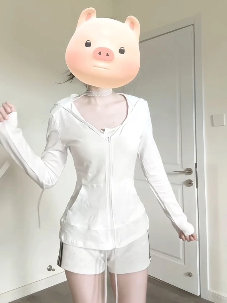 Americano retro esporte casual orts feminino verão 2025 nova cintura baixa picante menina magro perna reta perna larga calças quentes