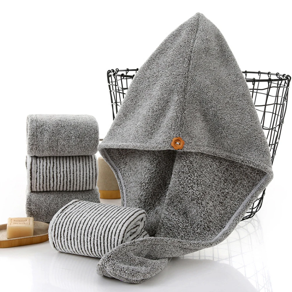 

Hair Drying Cap Grey Bamboo Charcoal Fiber Fast Hair Quick Drying Towel Absorbent for Women Girls Ladies Absorbent Cap