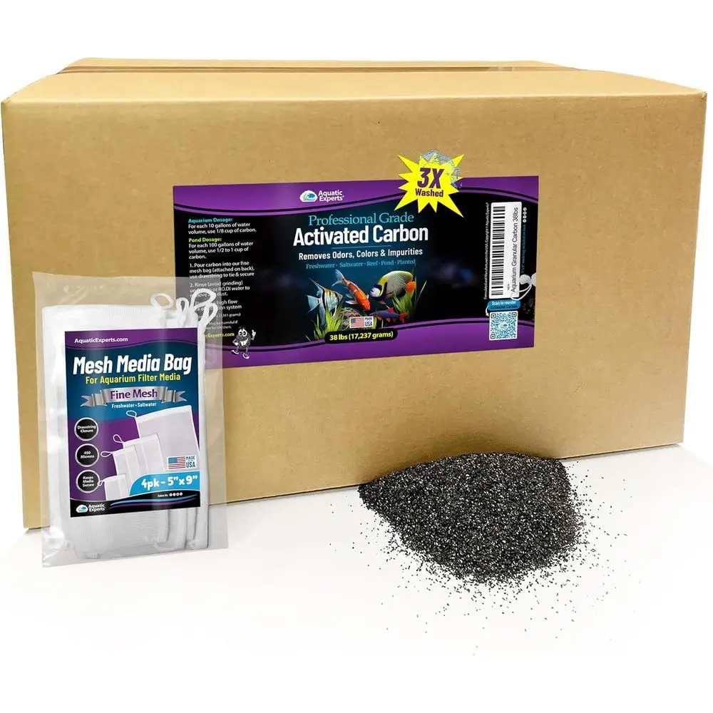 

Premium Activated Carbon for Aquarium Filters and Fish Tanks - 38 lbs with 4 Mesh Bags