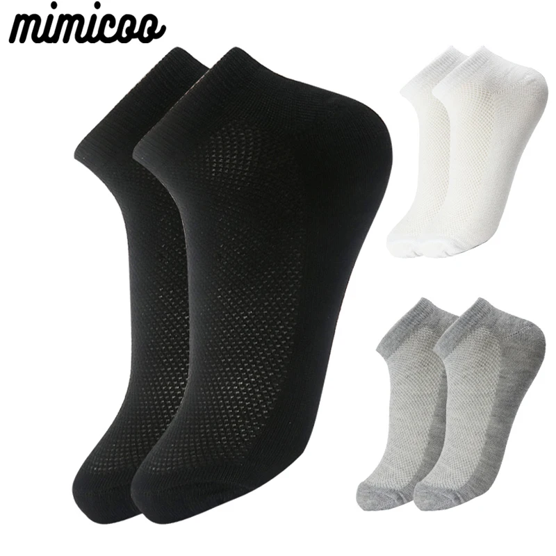 6 Pairs Breathable Men's Socks Short Ankle Elastic Solid Color Mesh High Quality Cotton Business Uni Sokken Plus Size EU38-47